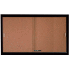 Aarco 2 Door Aluminum Framed Bulletin Boards w/ Sliding Door Black Pc - 60"W x 36"H
