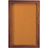 Aarco 1 Door Walnut Enclosed Bulletin Board - 24"W x 36"H