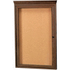 Aarco 1 Door Red Walnut Bulletin Board w/ Crown Molding - 24"W x 36"H