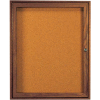Aarco 1 Door Walnut Enclosed Bulletin Board - 30"W x 36"H