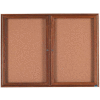 Aarco 2 Door Walnut Enclosed Bulletin Board - 48"W x 36"H