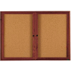 Aarco 2 Door Walnut Enclosed Bulletin Board - 60"W x 36"H