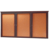Aarco 3 Door Red Walnut Bulletin Board w/ Crown Molding - 96"W x 48"H