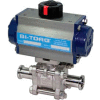 BI-TORQ 4" 3-Pc SS sanitaires bride vanne à bille fin W / Dbl. Acting Pneum. actionneur