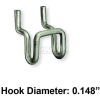 Azar Displays 700020 Metal U-Hook For Pegboard/Slatwall, Galvanized Metal Finish