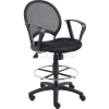 Tabouret à dessin en maille Boss avec accoudoir fixe - noir