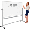 Global Industrial™ Mobile Reversible Whiteboard - 96 x 48 - Steel - Silver Frame