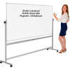 Global Industrial™ Mobile Reversible Whiteboard - 96 x 48 - Porcelaine - Cadre argenté