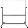 Tableau blanc réversible industriel ™ mobile mondial avec cadre argenté, 96 « x 48 »
