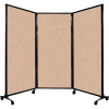 Portable Acoustical Partition Panel, AWRD 70"x8'4" Tissu, Avec Casters, Beige