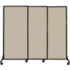 Panneaux de partition acoustique portable, panneaux coulissants, tissu 70"x7', avec roulettes, sable