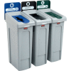 Rubbermaid® Slim Jim Recycling Station, Landfill/Mixed Recycling/Compost, (3) 23 Gal. Cap.