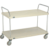 Nexel® Plastic Utility Cart w / 2 étagères et poly roulettes, 600 lb. Capuchon, 48"L x 24"L x 39"H, Tan