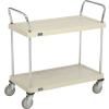 Nexel® Plastic Utility Cart w / 2 étagères et poly roulettes, 600 lb. Capuchon, 36"L x 18"L x 39"H, Tan