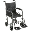 Lightweight Steel Transport Wheelchair, 19"W Seat, Silver Vein Frame and Black Upholstery