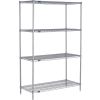 Étagère Nexel® 4, étagère en fil époxy Nexelate® Silver, démarreur, 60 » L x 24 » P x 74"H