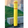 Innoplast BollardGard Anywhere with 25 lb. Rubber Base, Yellow/White Tape, 4" x 52", BGAW452YW