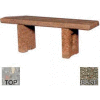 48" Commercial Flat Concrete Bench, Polished Gray Limestone Top, Gray Limestone Leg