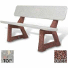 58" Residential Concrete Bench, Polished Gray Limestone Top, Red Quartzite Leg