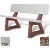 58" Residential Concrete Bench, Polished Tan River Rock Top, Tan River Rock Leg