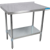 Table en acier inoxydable BK Resources 430, 24 x 18 », sous-étagère galvanisée, dosseret 1-1/2 », calibre 18