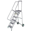Étape 6 16" W acier Fold & stocker roulement Ladder, Heavy Duty dentelée caillebotis w / Cal OSHA main courante