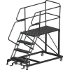 4 Step Heavy Duty Steel Mobile Work Platform W/ Handrails - 36" x 36" Platform - SEP4-36-36PD