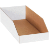 Boîtes à bacs en carton ondulé à toit ouvert industriel™ Global, 8 po L x 18 po L x 4-1/2 po H, blanc - Qté par paquet : 50