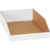 Boîtes à bacs en carton ondulé à toit ouvert industriel™ Global, 12 po L x 18 po L x 4-1/2 po H, blanc - Qté par paquet : 50