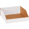 Boîtes à bacs en carton ondulé à toit ouvert industriel™ Global, 12 po L x 12 po L x 4-1/2 po H, blanc - Qté par paquet : 50