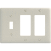 Bryant NP1262LA Toggle Styleline Combo Plate, 3-Gang, Std, Light Almond Nylon, 1 Toggle