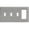 Bryant NP326GY Toggle Styleline Combo Plate, 4-Gang, Standard, Gray Nylon, 3 Toggle