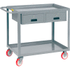 Little Giant® Service Cart, 2 Drawers & 2 Lip Shelves, 24"Wx36"L