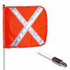 Drapeau avec tige robuste à base filetée standard hexagonale, 10 pi, sans lumière, 12 pox 11 po, drapeau orange rectangulaire avec X