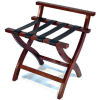Premier Curved Wood High Back Luggage Rack, Mahogany, Black Leather Straps, 1 Pk