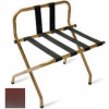 Luxury High Back Walnut Luggage Rack w/ Back Strap, Black Straps, 6 Pack - Pkg Qty 6