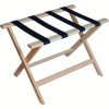 Deluxe Flat Top Wood Luggage Rack, Whitewash Finish, Navy Blue Straps 5 Pack - Pkg Qty 5