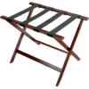 Economy Flat Top Wood Luggage Rack, Cherry Mahogany, Black Straps 6 Pack - Pkg Qty 6