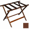 Economy Flat Top Wood Luggage Rack, Dark Oak, Brown Straps 6 Pack - Pkg Qty 6