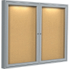 Ghent 36" x 59" Enclosed Bulletin Board - Natural Cork Surface - Silver