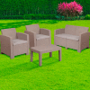 Flash Furniture® Ensemble de canapé d’extérieur 4 pièces en faux rotin, gris clair