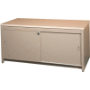 84"W Console Table w/ Doors, Desert Dusk Laminate Top Medium Gray Finish