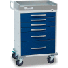 Detecto® sauvetage série anesthésiologie chariot médical, cadre blanc avec 6 tiroirs bleus