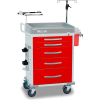 Detecto® chargé de sauvetage série urgences médicales Cart, cadre blanc avec 5 tiroirs rouges