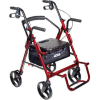 Drive Medical 795BU Duet Transport Wheelchair Chair Rollator Walker, Burgundy, 8" Casters