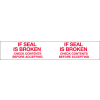 Printed Tape "If Seal Is Broken Check Contents Before Accepting" 2"W x 110 Yds. 1.84 Mil White/Red - Pkg Qty 36