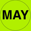 2 » Dia. Étiquettes rondes en papier w / « Mai » Impression, Vert fluorescent &Noir, Rouleau de 500