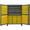 Durham Bin Cabinet HDC60-156-3S95 - Calibre 12 avec 156 Velcro sur bacs & étagères, 60" W x 24 H « D x 78"