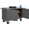 Durham 3400-95 Mobile Bench Cabinet with 1 Shelf 66-1/8"W x 24-1/4"D x 37-3/4"H - Gray