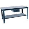 Durham HWB-3672-95 72"W x 36"D Fixed Legs Workbench - Steel Square Edge, Gray